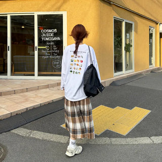 Vegetable print long-sleeved T-shirt