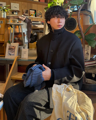 Wool button-up half coat