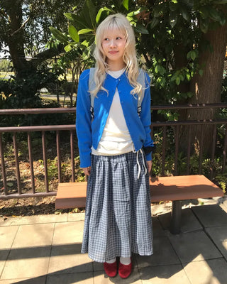 Vintage check midi skirt
