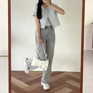 Tweed short-sleeved jacket