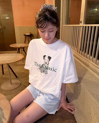 Oversized puffy dog short-sleeved T-shirt