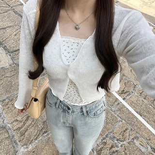 Sheer open cropped cardigan