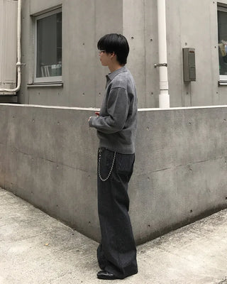 Semi-Clothed Polo Knit Cardigan