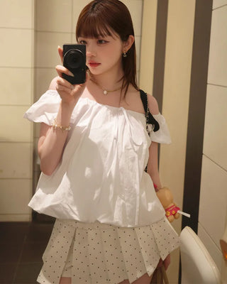 Ribbon puff sleeve blouse
