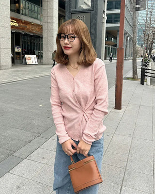V-neck side-button cardigan