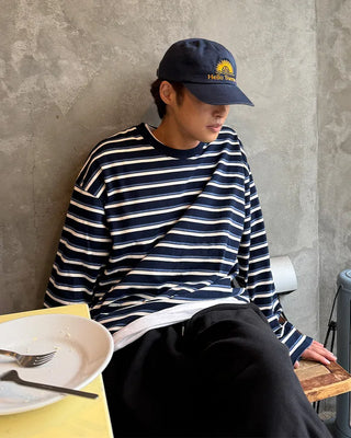 Multi-stripe long-sleeved T-shirt