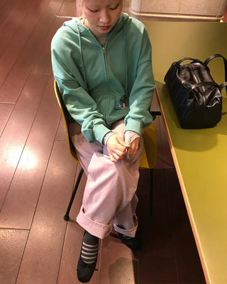 Back flap pocket cotton wide pants