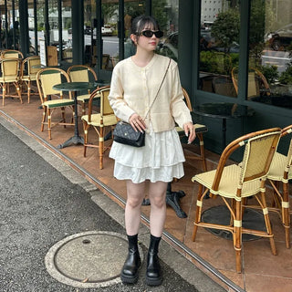 Basic color cardigan