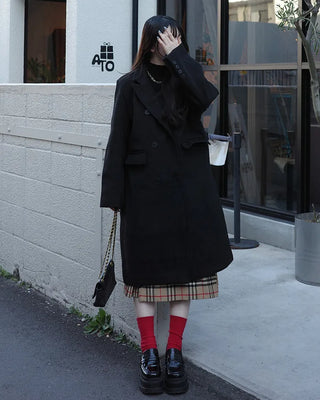 Double-button long coat