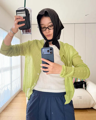 See-through ribbed cardigan