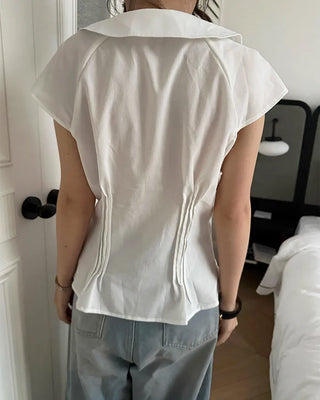Big collar asymmetrical blouse