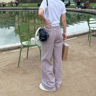 Pleated wide chino pants