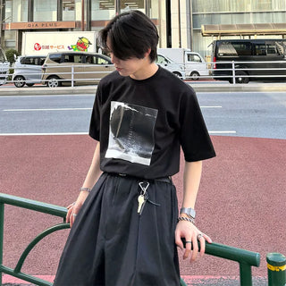 (Unisex) Square Print Short-Sleeve T-Shirt