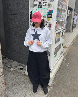 Loose-fit star hooded parka