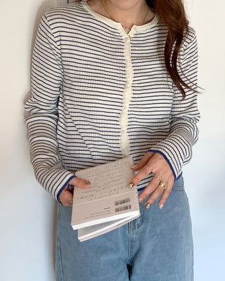 Ribbed border cardigan