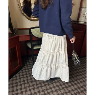 Ribbon long tiered skirt