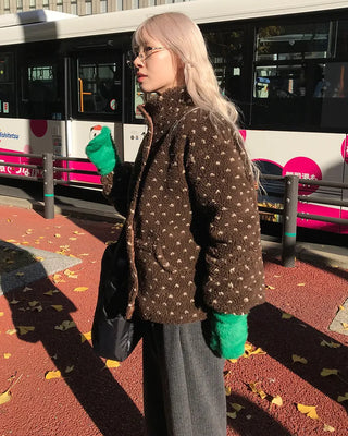 Dot fleece zip-up