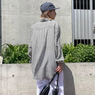 Unisex seersucker check shirt