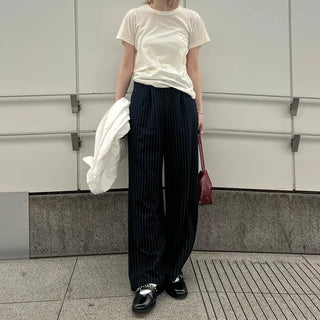 String stripe wide slacks