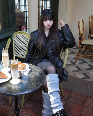 Cable knit leg warmers