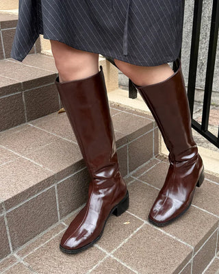 Leather long boots