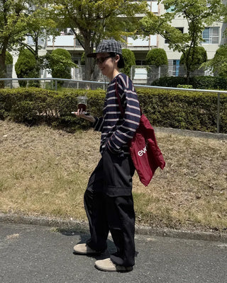 Wide Cargo Pants with Waist Cord