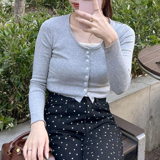 Cropped basic cardigan