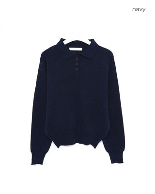 Half-button collar knit