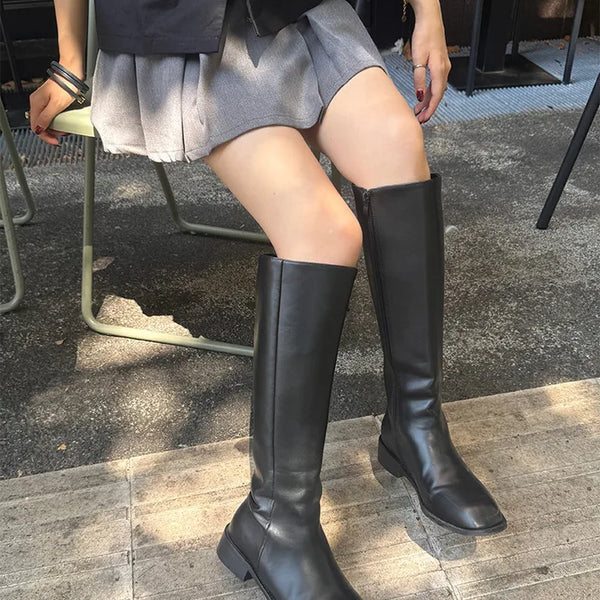 Leather long boots