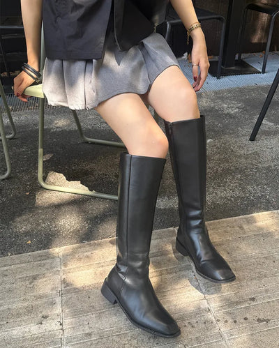 Leather long boots