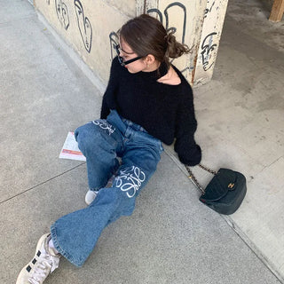 Fluffy Slit Half-Neck Knit