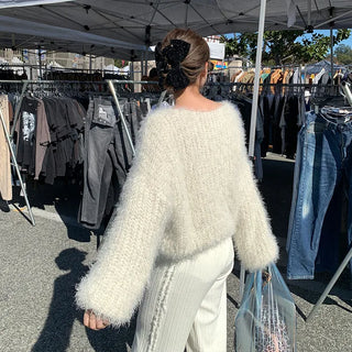Fluffy Boat Neck Knit