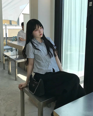 Striped short-sleeved shirt