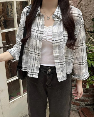 Checked cropped shirt