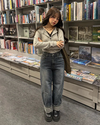 Lace-layered slim-fit knit