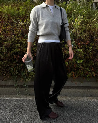 Half-zip-up color knit