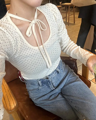 Polka Dot U-Neck T-Shirt