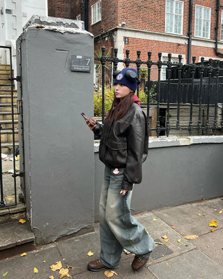 Cargo faux leather jacket