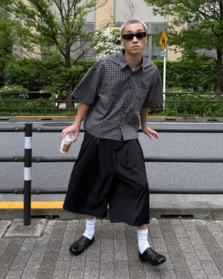 Checked cropped overshirt
