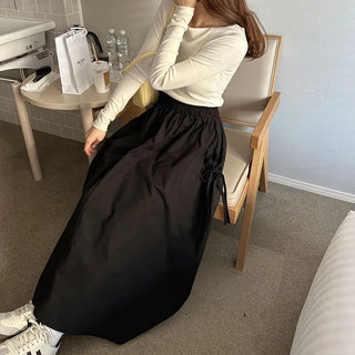 Side pocket gathered flared skirt