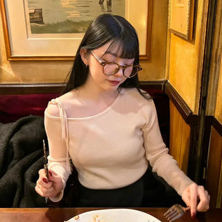 Ribbon Off-Shoulder Knit