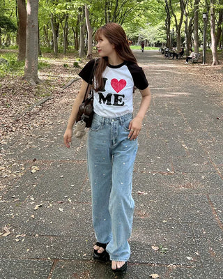 Heart Stud Denim Pants