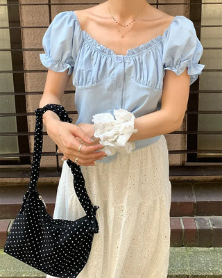 Dot Shirring Shoulder Bag