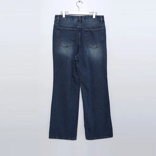 Washed wide denim pants