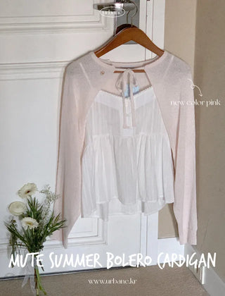 Bolero cropped ribbon cardigan (4c)