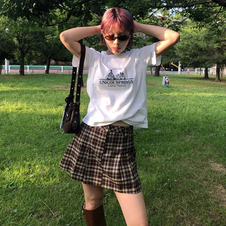 Printed cropped short-sleeved T-shirt