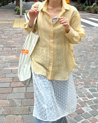 See-through side ribbon shirt