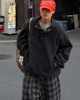 Half-neck button fleece