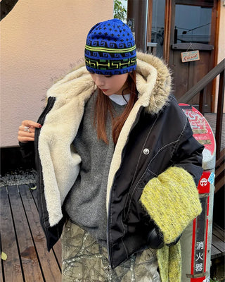 Raccoon fur hooded jacket