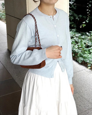 Round neck knit cardigan